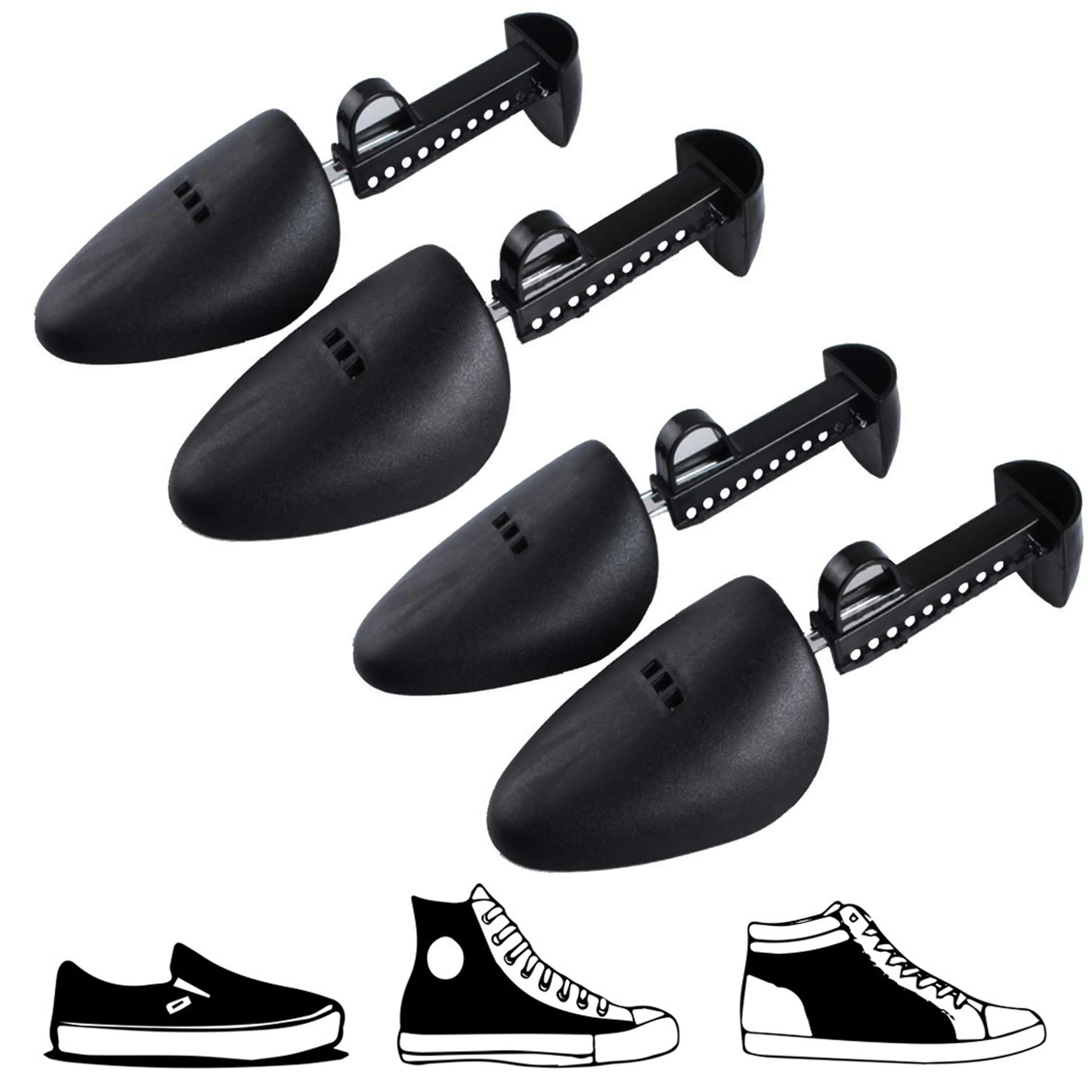 2 Pair Adjustable Plastic Spring Shoe Tree Shaper Keeper Stretcher Women Men 13