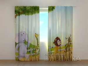 3D Curtain Funny Animals