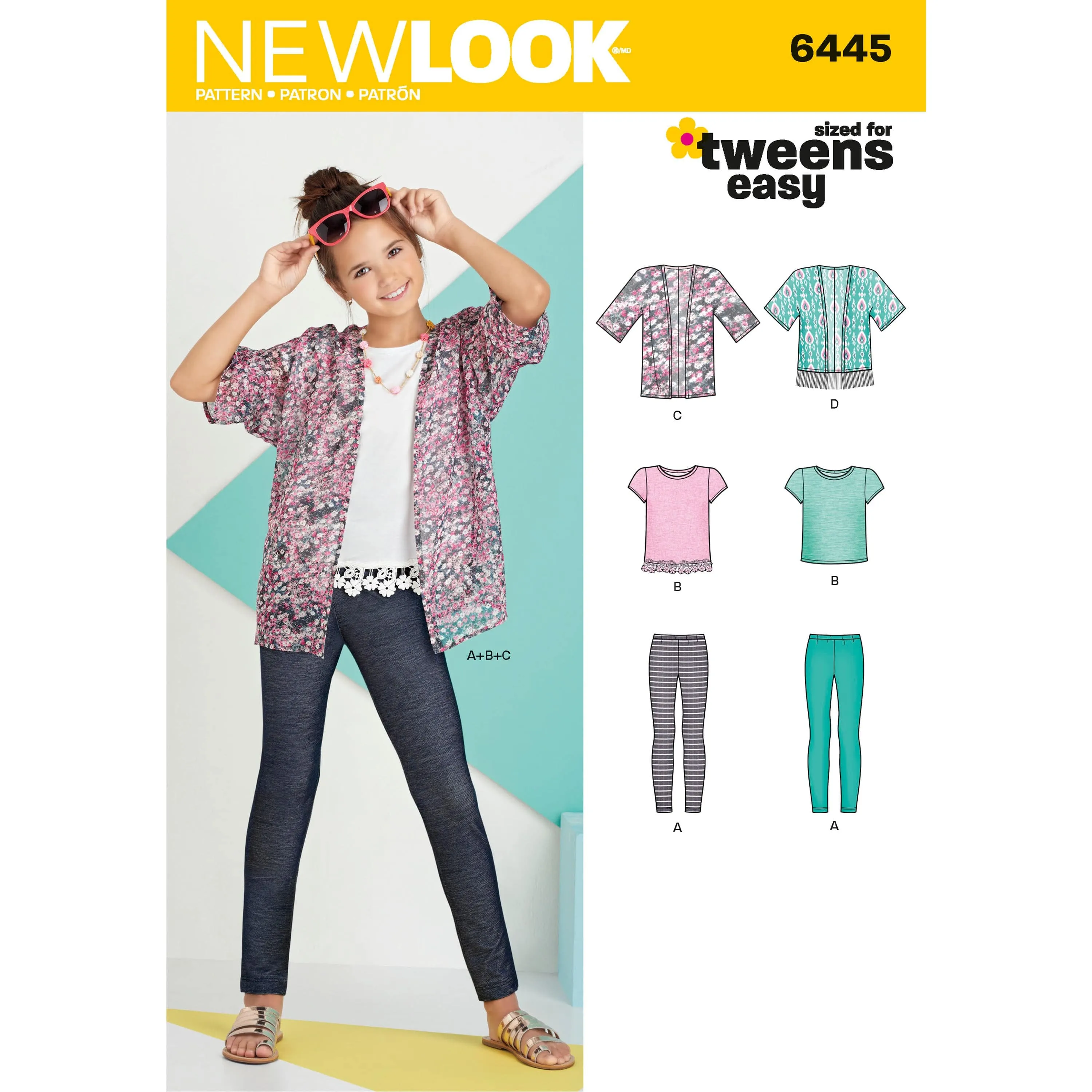 6445 Easy Girl's Kimono, Knit Top and Leggings