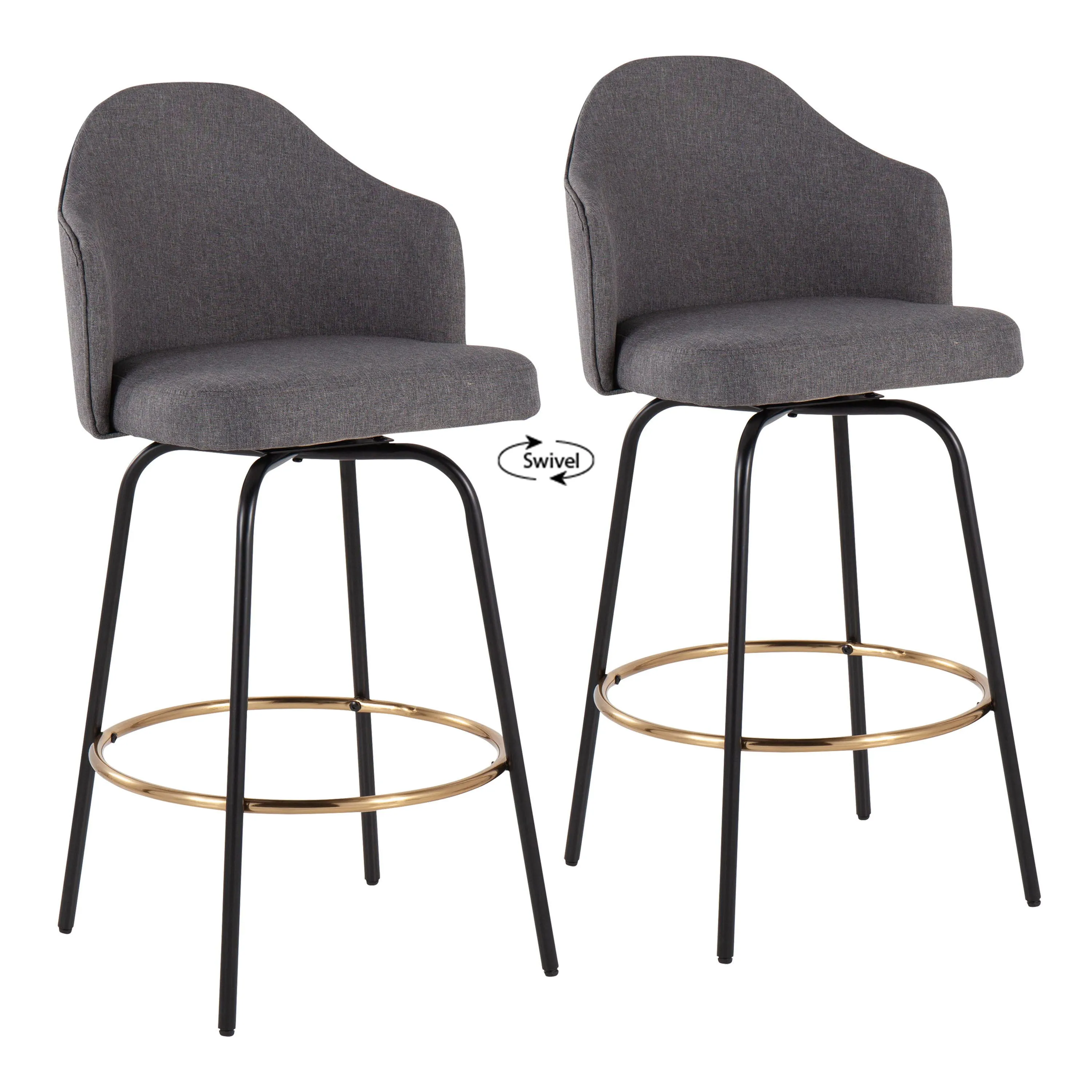 Ahoy - Contemporary Fixed Height Counter Stool Round Footrest (Set of 2) by Couch.com