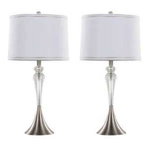 Ashland - Contemporary Crystal Table Lamp (Set of 2) - Clear Crystal / Nickel / White by Couch.com