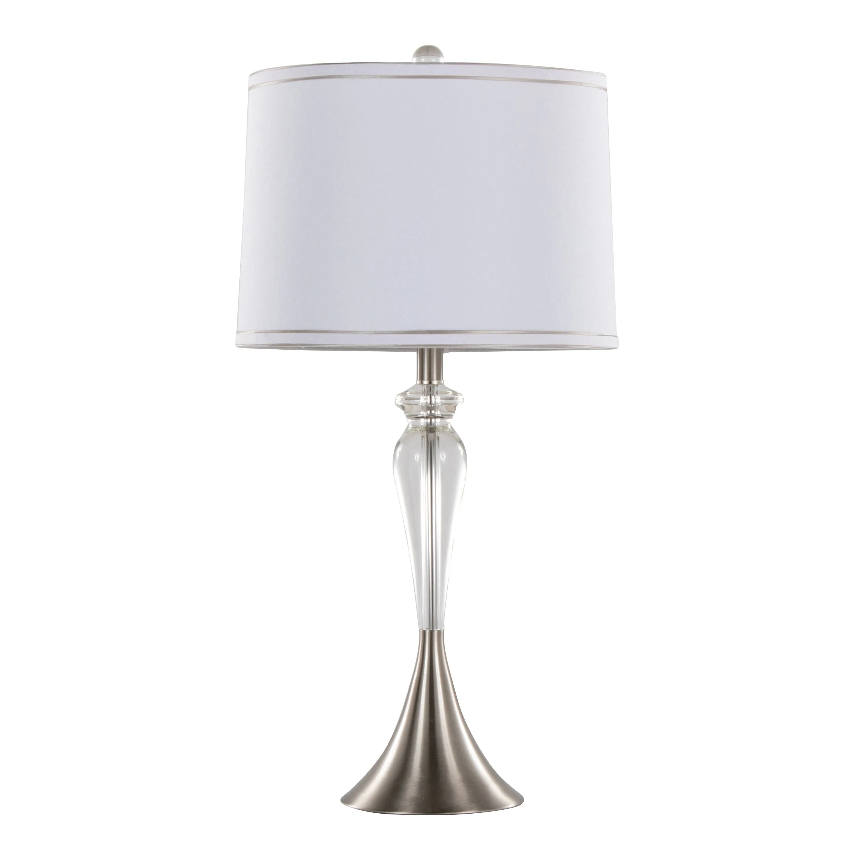 Ashland - Contemporary Crystal Table Lamp (Set of 2) - Clear Crystal / Nickel / White by Couch.com