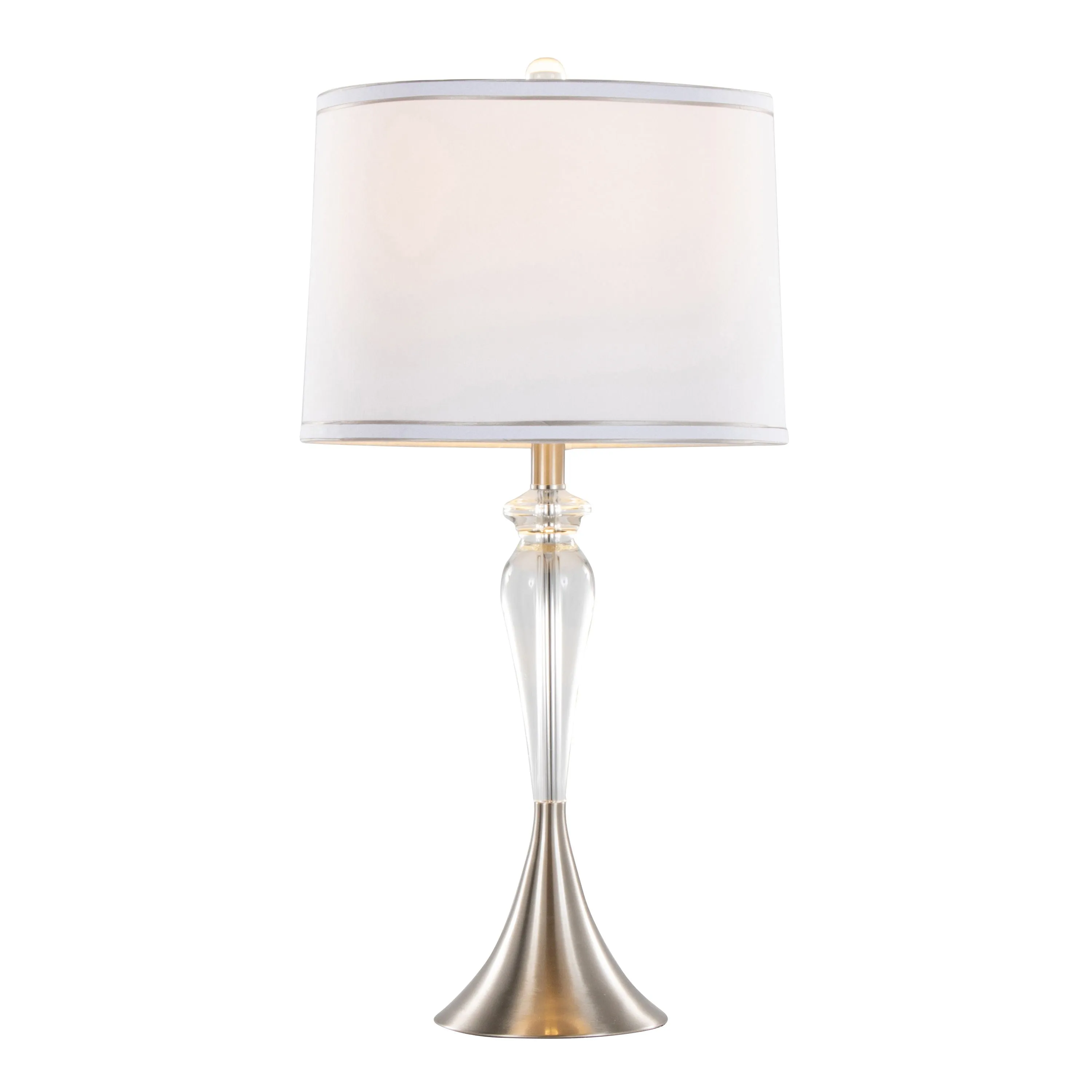 Ashland - Contemporary Crystal Table Lamp (Set of 2) - Clear Crystal / Nickel / White by Couch.com