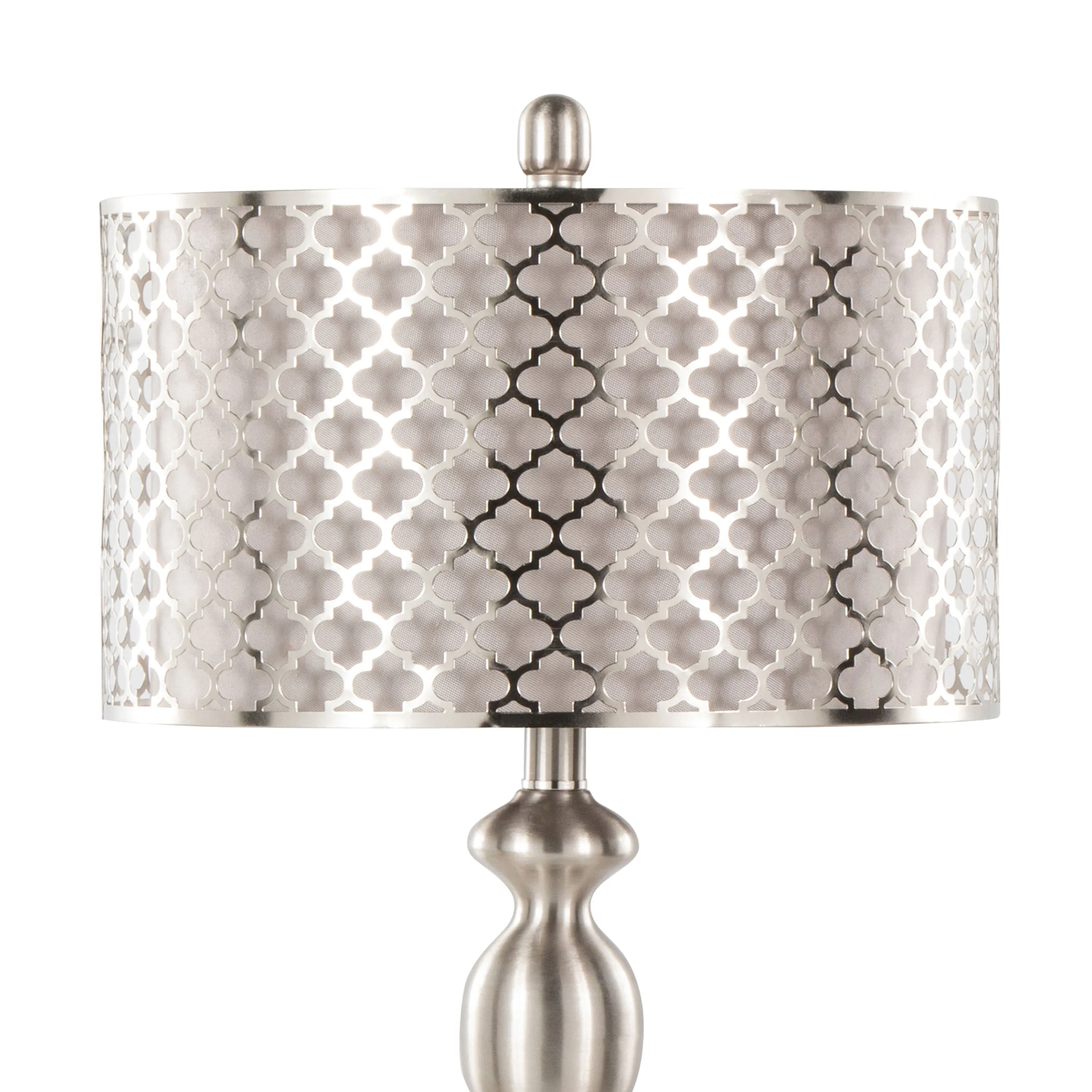 Ashland - Contemporary Table Lamp Laser Cut (Set of 2) - Nickel / Light Gray by Couch.com