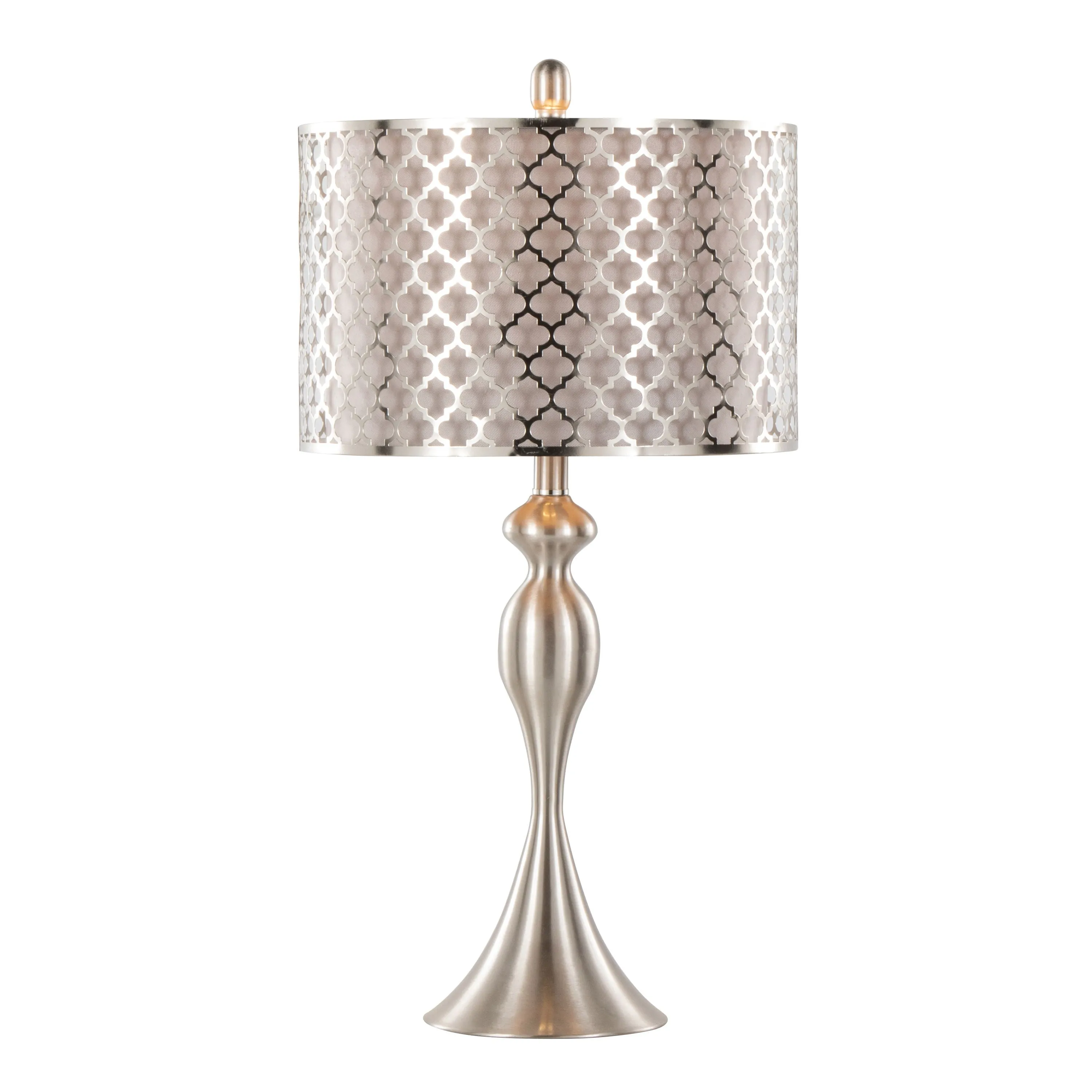 Ashland - Contemporary Table Lamp Laser Cut (Set of 2) - Nickel / Light Gray by Couch.com