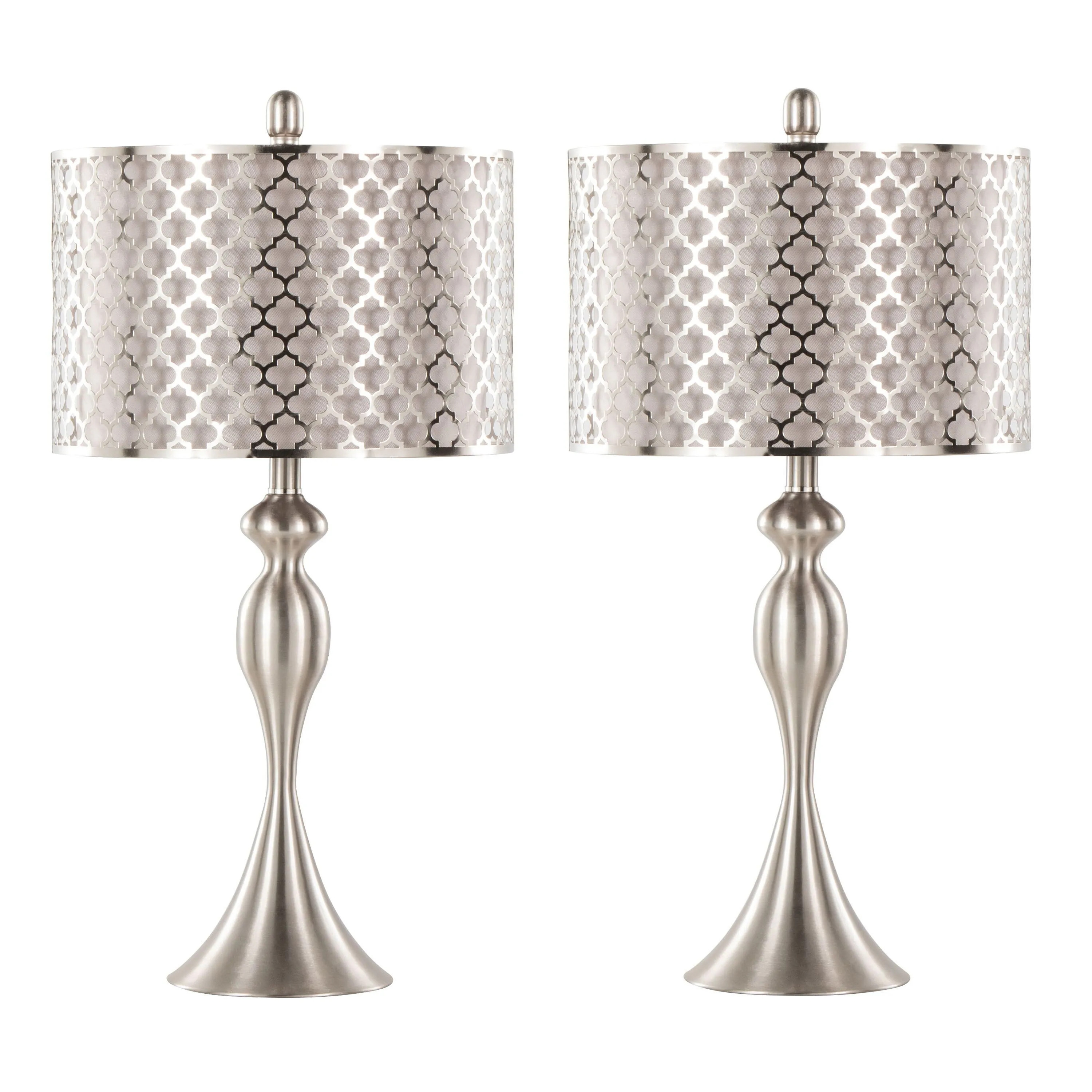 Ashland - Contemporary Table Lamp Laser Cut (Set of 2) - Nickel / Light Gray by Couch.com