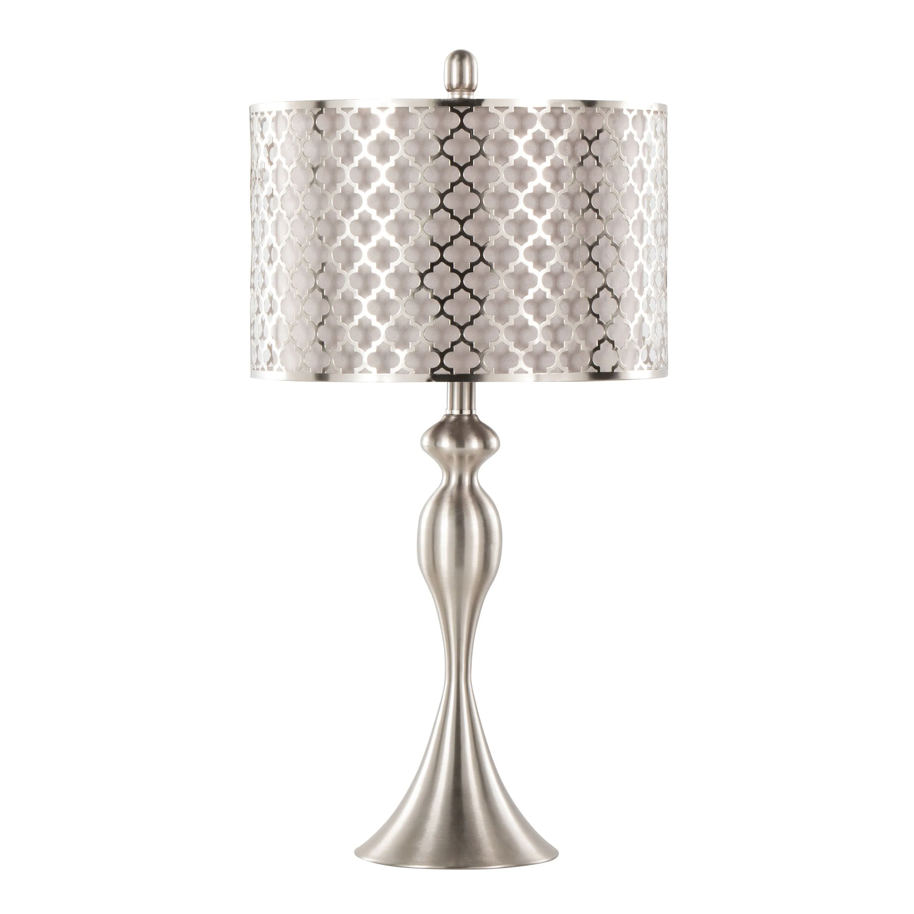 Ashland - Contemporary Table Lamp Laser Cut (Set of 2) - Nickel / Light Gray by Couch.com