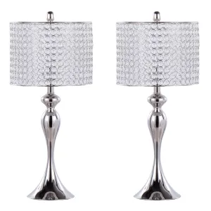 Ashland - Contemporary Table Lamp Round Clear Crystal Beads (Set of 2) - Polished Nickel by Couch.com