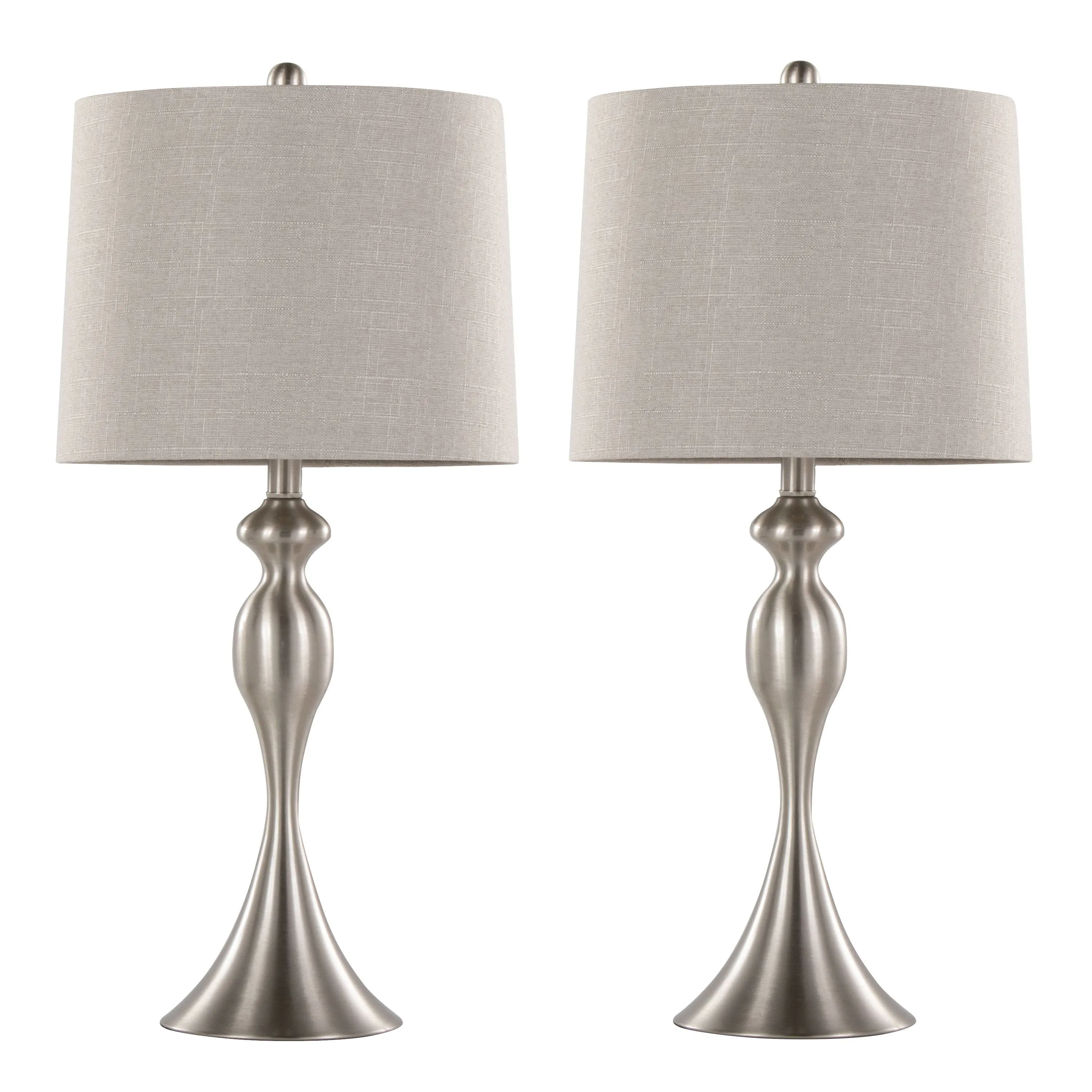 Ashland - Contemporary Table Lamp (Set of 2) - Nickel / Light Gray by Couch.com