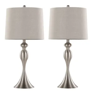 Ashland - Contemporary Table Lamp (Set of 2) - Nickel / Light Gray by Couch.com