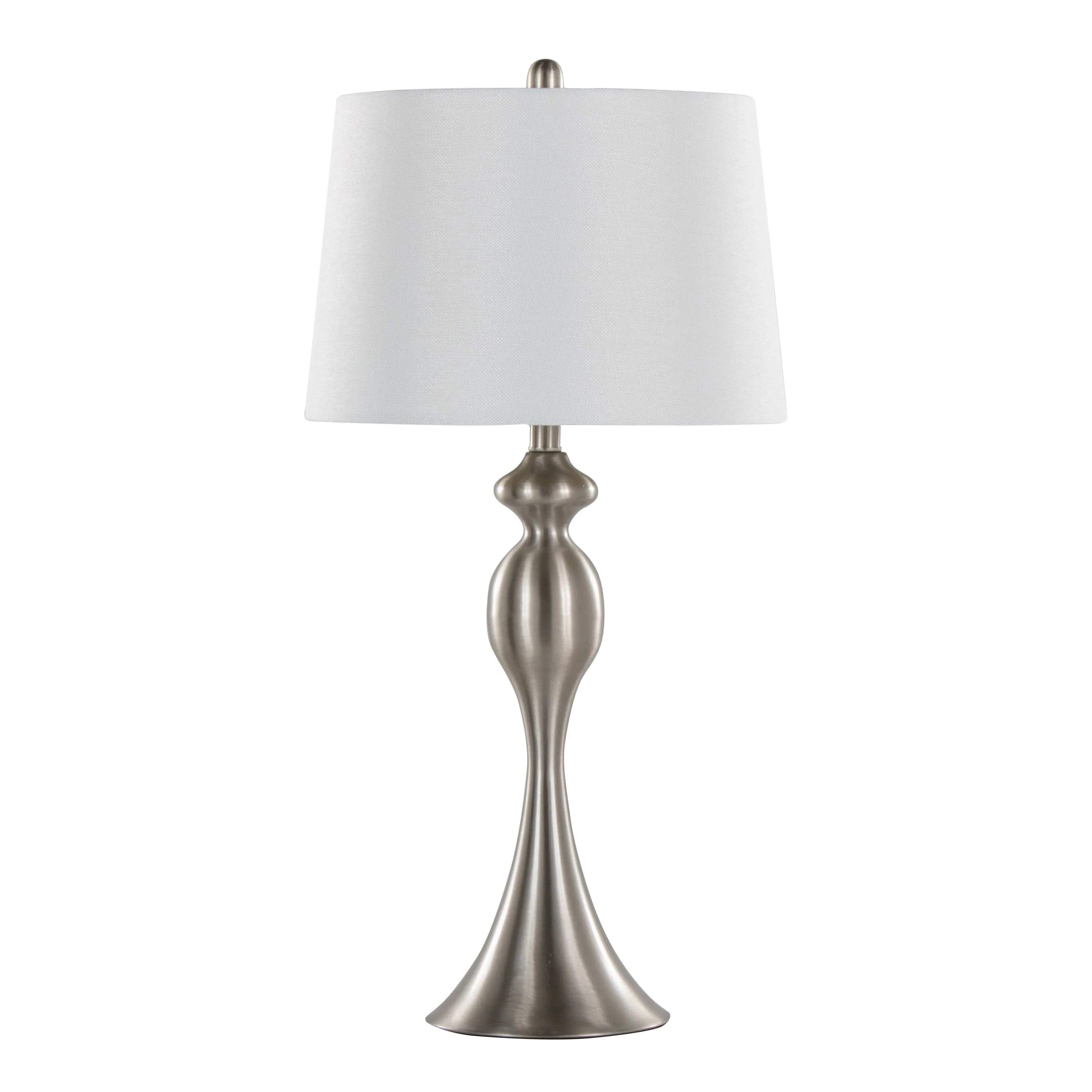 Ashland - Contemporary Table Lamp (Set of 2) - Nickel / White by Couch.com