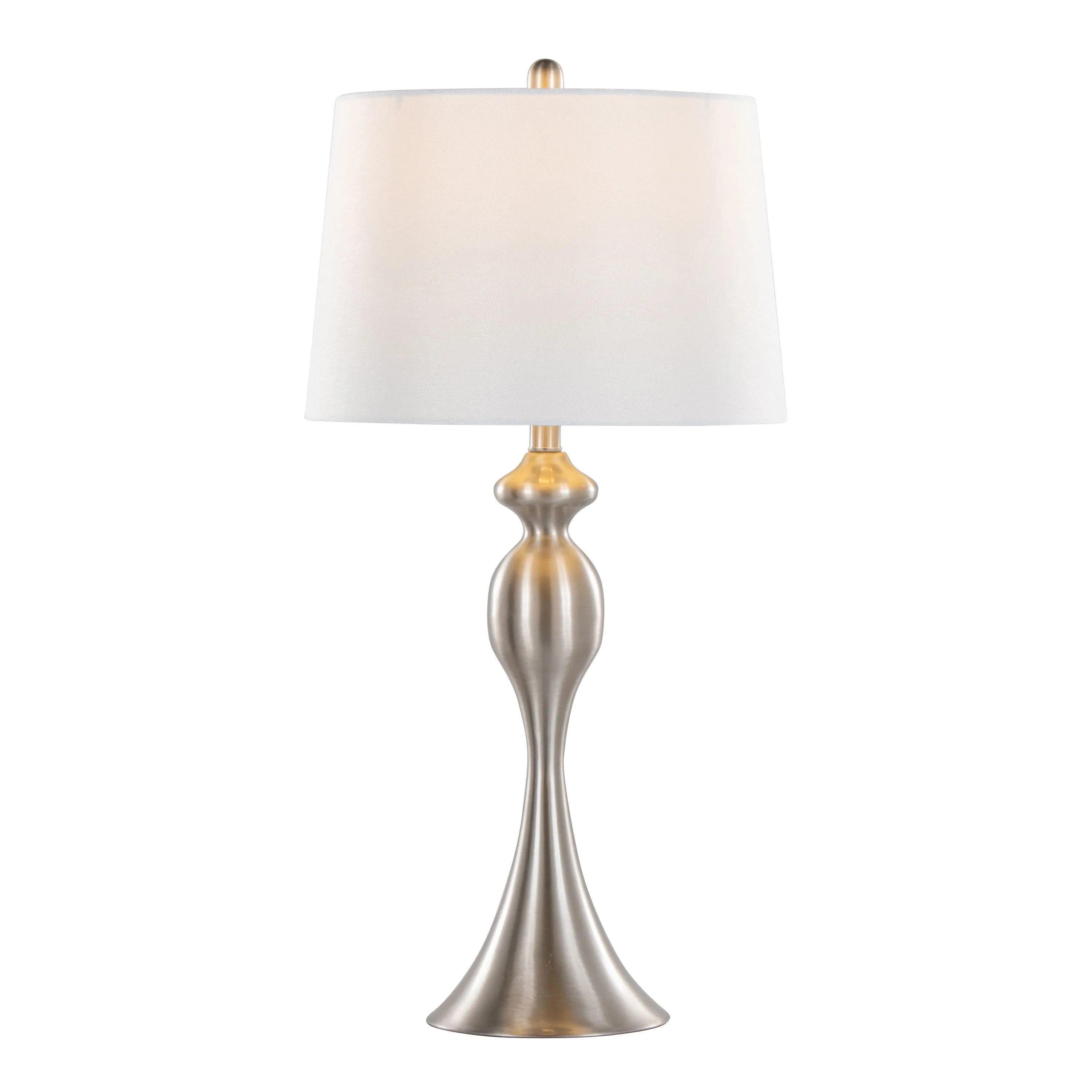 Ashland - Contemporary Table Lamp (Set of 2) - Nickel / White by Couch.com