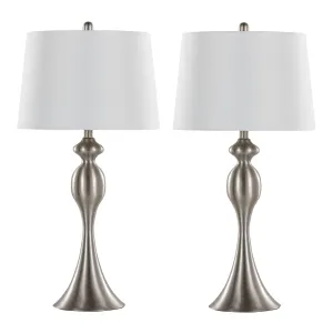 Ashland - Contemporary Table Lamp (Set of 2) - Nickel / White by Couch.com