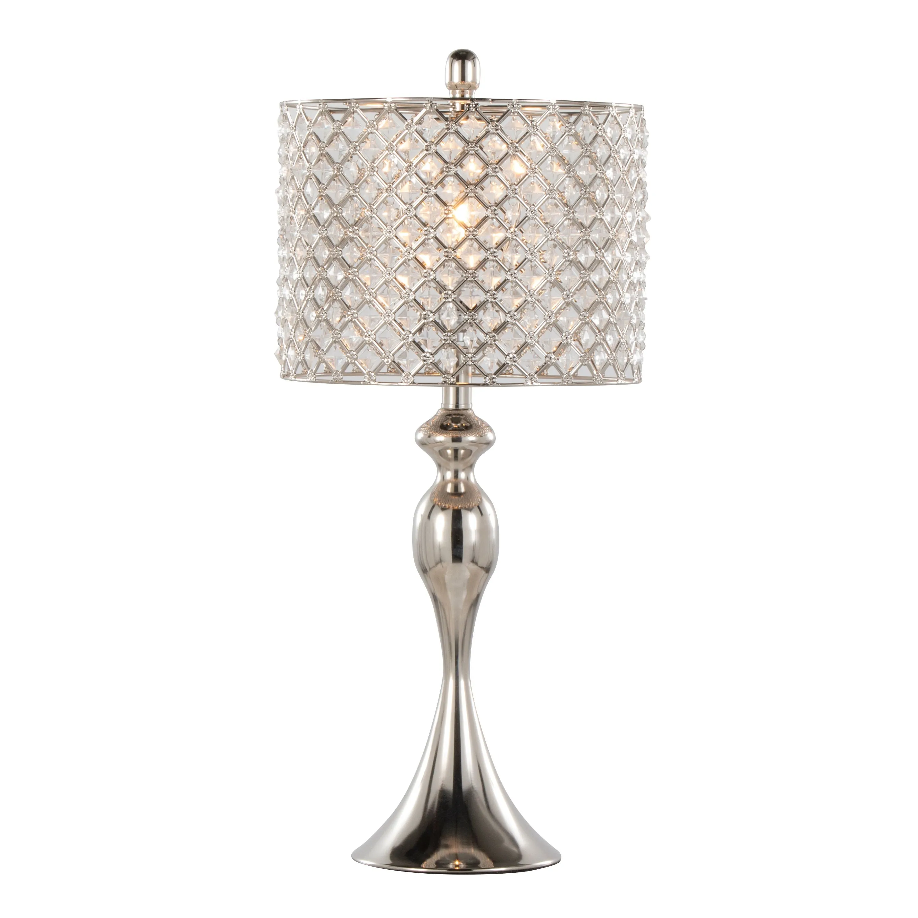 Ashland - Contemporary Table Lamp Square Clear Crystal (Set of 2) - Polished Nickel by Couch.com