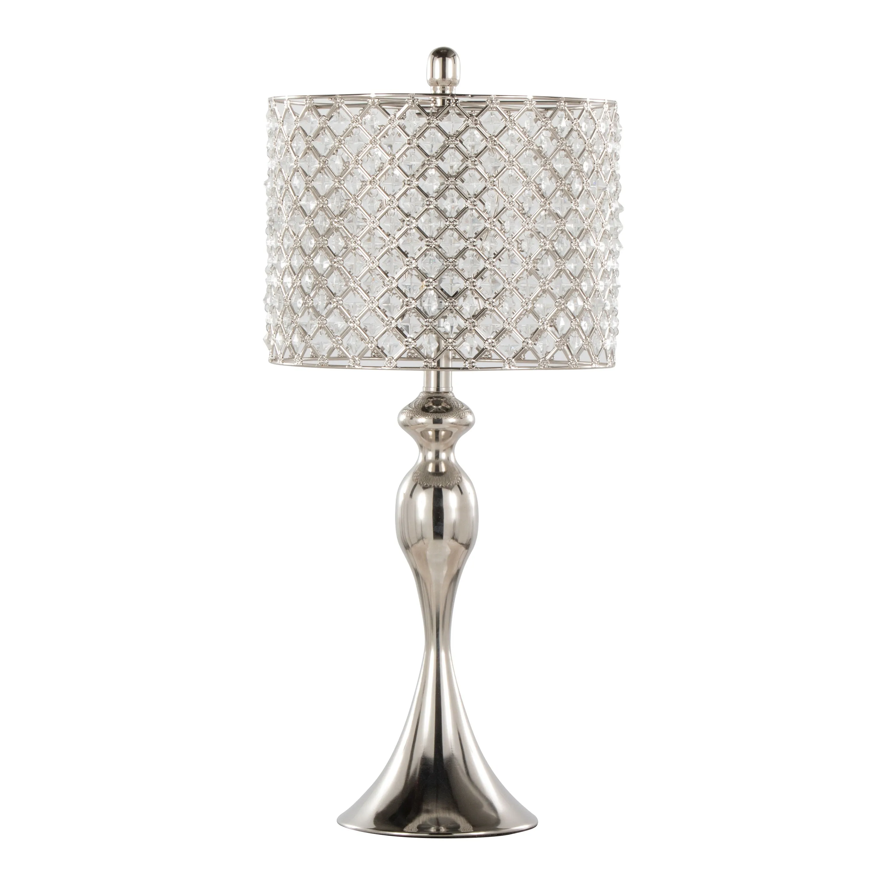 Ashland - Contemporary Table Lamp Square Clear Crystal (Set of 2) - Polished Nickel by Couch.com