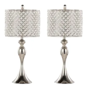 Ashland - Contemporary Table Lamp Square Clear Crystal (Set of 2) - Polished Nickel by Couch.com
