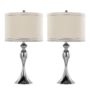 Ashland - Contemporary Table Lamp With Trim (Set of 2) - Polished Chrome / Cream by Couch.com
