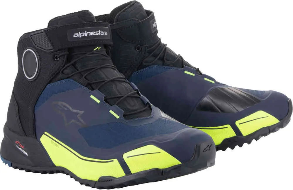 CR-X Drystar Alpinestars Motorcycle Shoes, Black/Blue/Yellow