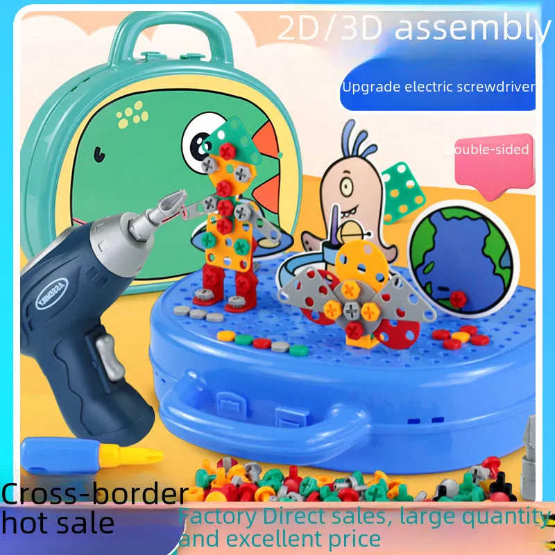 Cross-border children screw screws assembly disassembly assembly electric drill baby hands-on intelligence toy boy toolbox