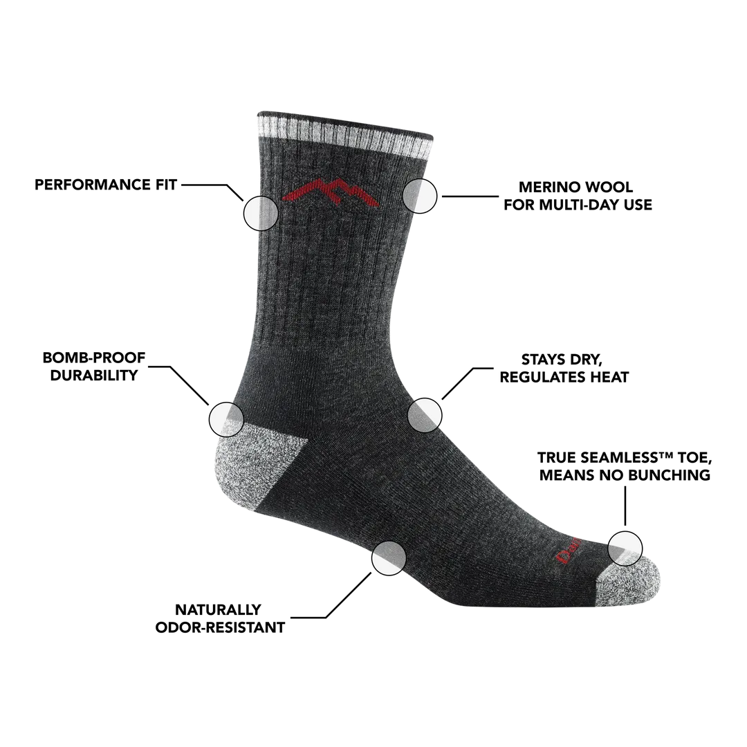 Darn Tough Hiker Micro Crew Midweight With Cushion (Men's) - Black