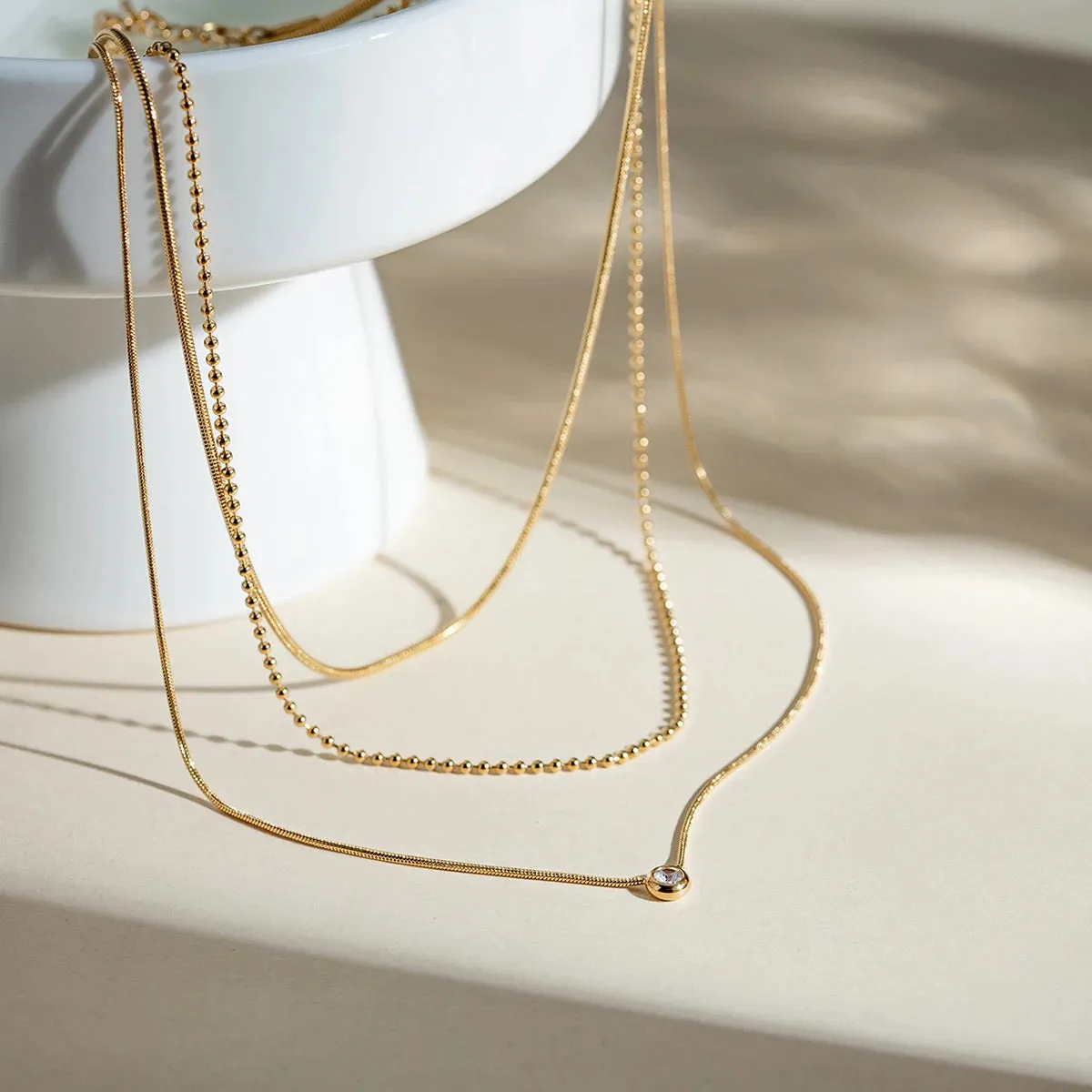 Elegant Three-Layer Y Shaped Minimalist Light Chain Necklace
