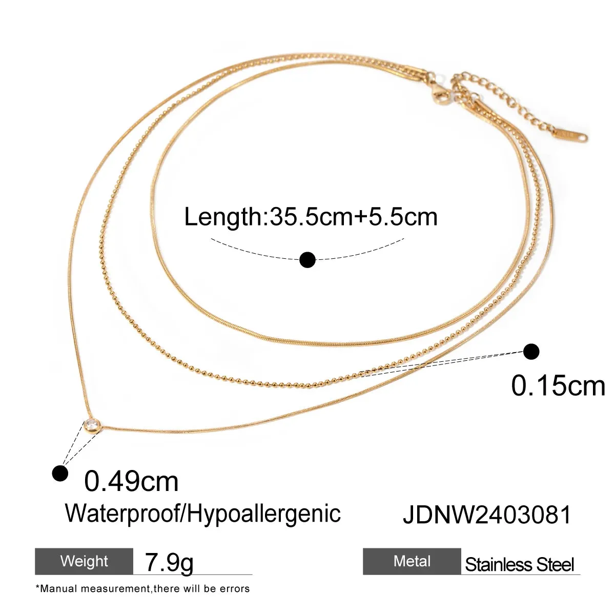 Elegant Three-Layer Y Shaped Minimalist Light Chain Necklace