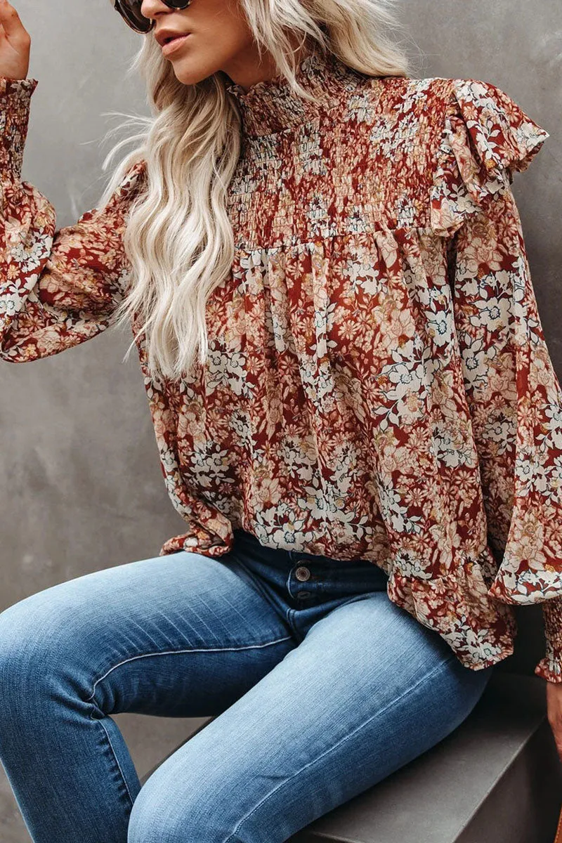 Fashion Street Print Patchwork Turtleneck Blouses