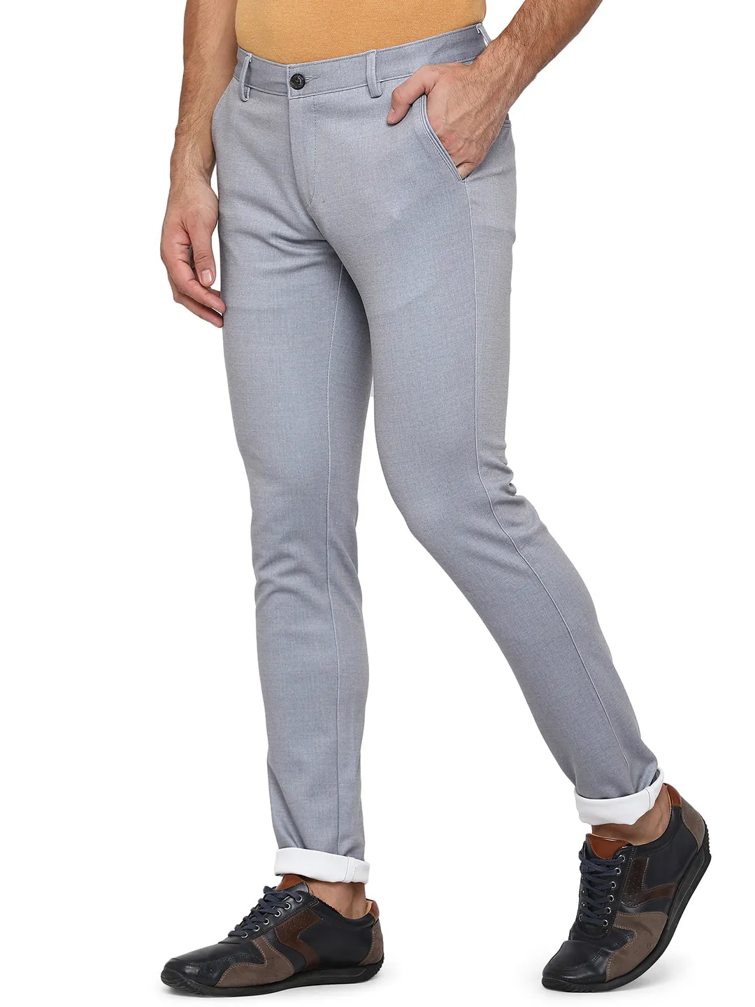 Forest Grey Solid Venice Fit Casual Trouser | JadeBlue