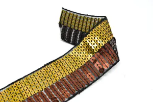 Gold & Bronze Non-Stretch Sequins Trim 2" - 1 Yard