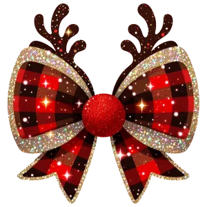 Heat transfer, faux glitter Christmas bow, press and peel, made to order