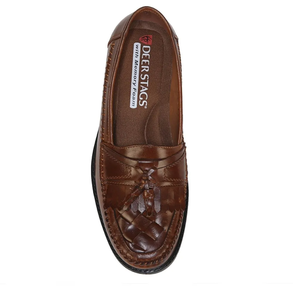 Herman Men's Medium/Wide Deer Stags Loafers, Cognac