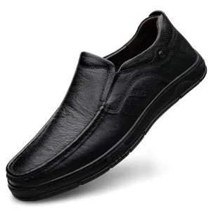 Hnzxzm Men Genuine Leather Shoes Men Spring Loafers Slip on Business Casual Leather Shoes Classic Breathable Flats Shoe