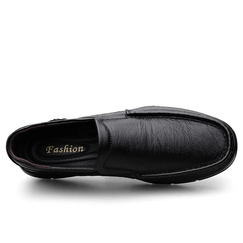 Hnzxzm Men Genuine Leather Shoes Men Spring Loafers Slip on Business Casual Leather Shoes Classic Breathable Flats Shoe