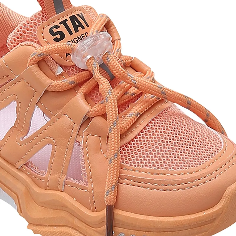 Hopscotch Girls PU and Mesh Text Print Athletic Shoes in Orange Color,UK: 13 (QWX-4384005)