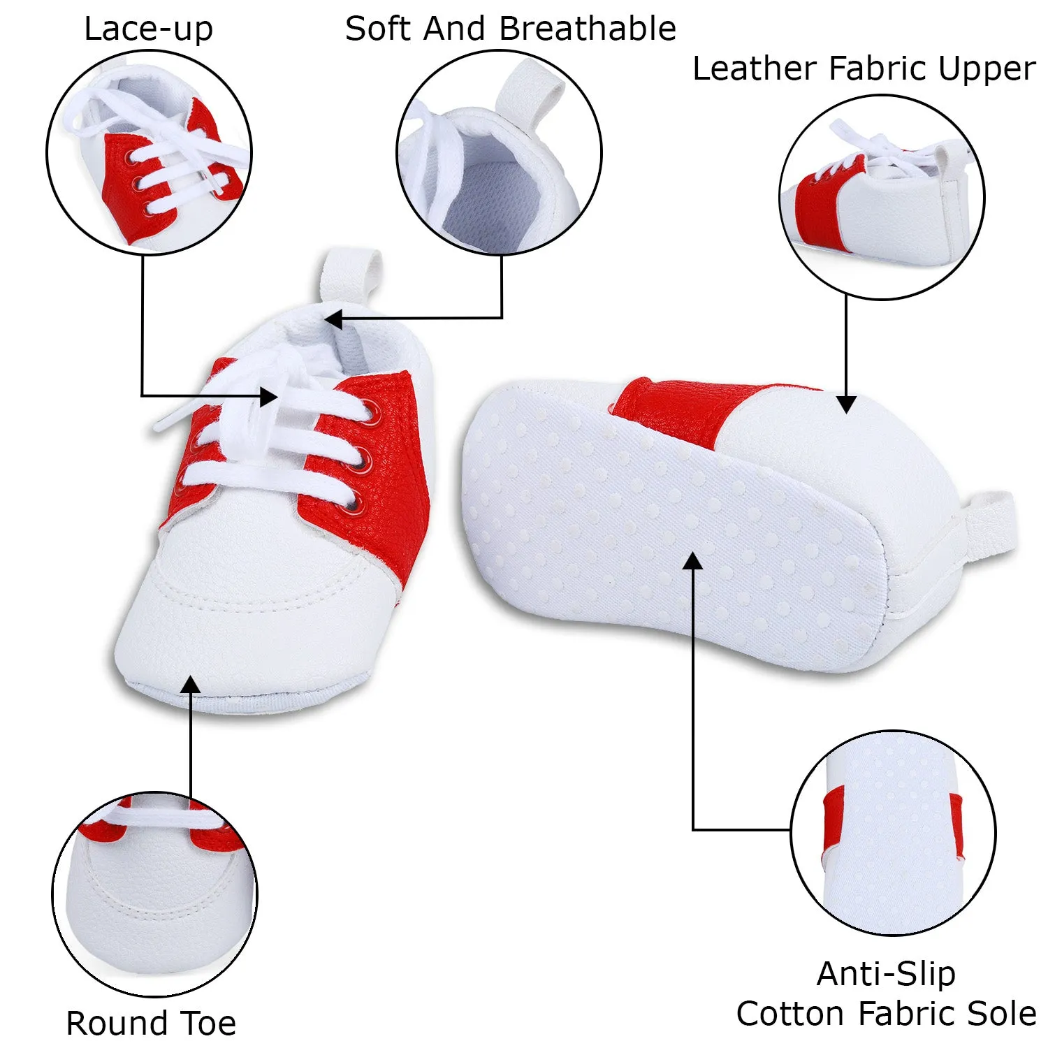 Lace-Up Stylish Leather Sneaker Shoes - Red