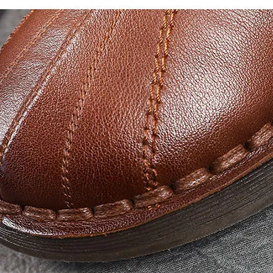 Leather Front Zipper Ankle Boots | Gift Shoes