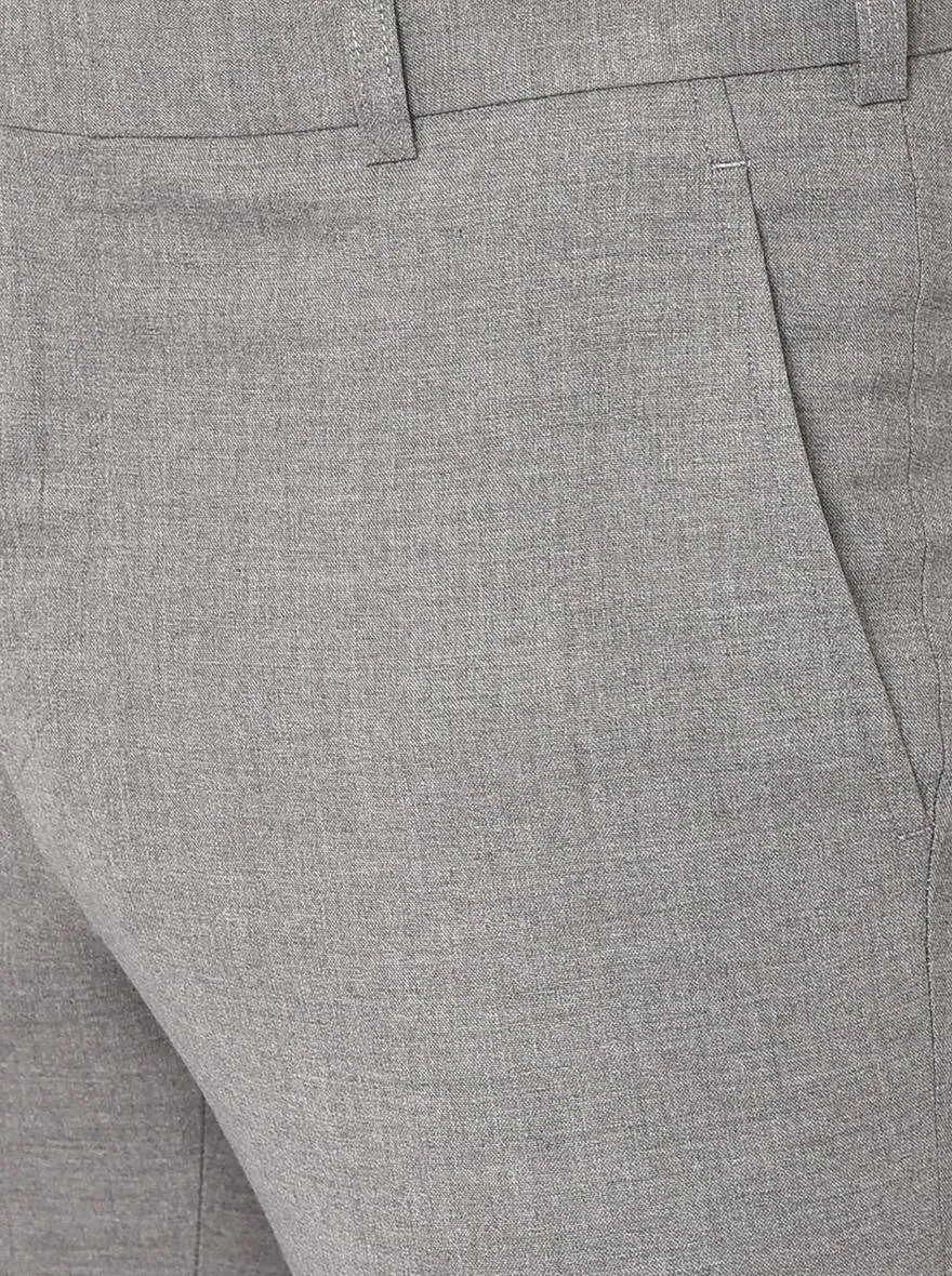 Light Grey Solid Slim Fit Formal Trouser | Greenfibre