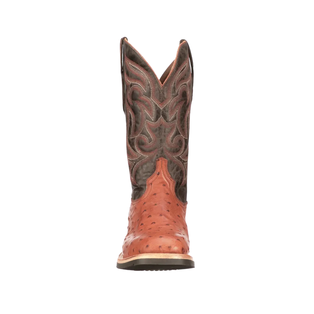 Lucchese Men's Rowdy Cognac Brown Full Quill Ostrich Horseman Barn Boots