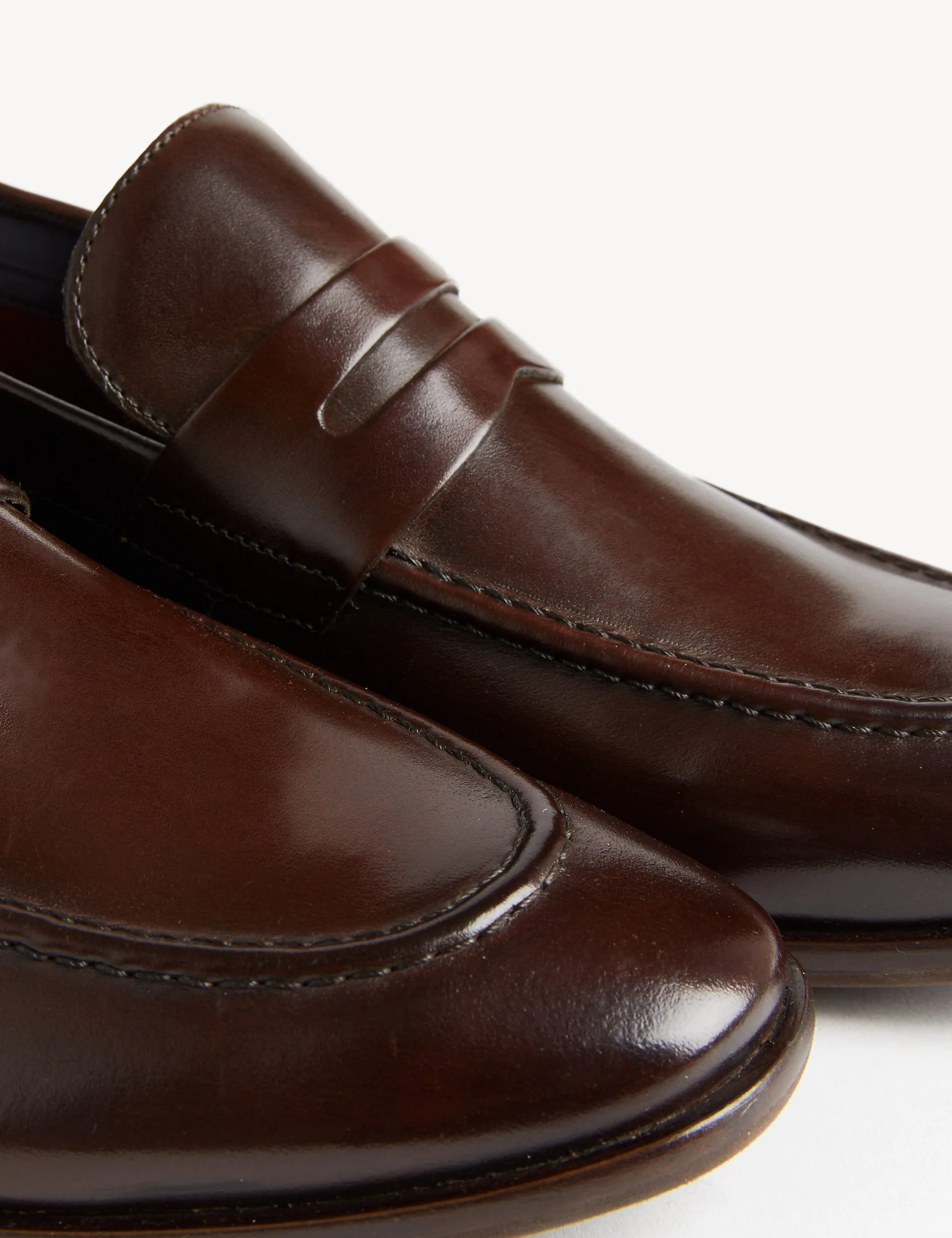 Marks & Spencer leather slip-ons, brown