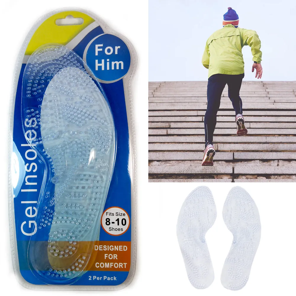 Mens Silicone Gel Comfort Insoles Orthotic Support Massaging Sports Shoe Run Pad