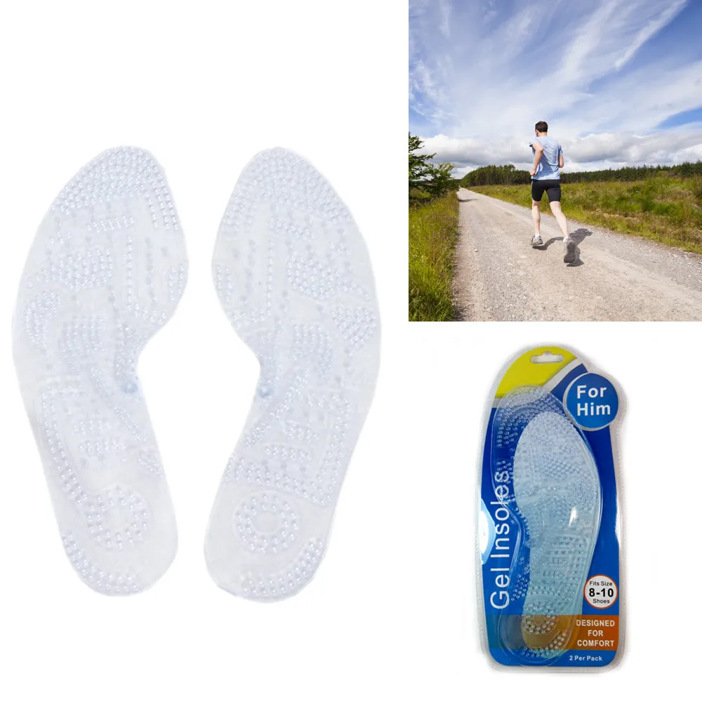Mens Silicone Gel Comfort Insoles Orthotic Support Massaging Sports Shoe Run Pad