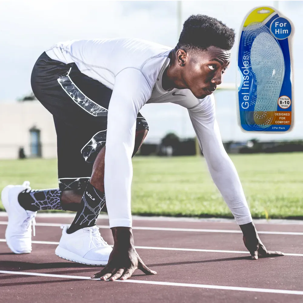 Mens Silicone Gel Comfort Insoles Orthotic Support Massaging Sports Shoe Run Pad
