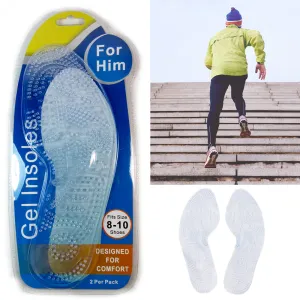 Mens Silicone Gel Comfort Insoles Orthotic Support Massaging Sports Shoe Run Pad