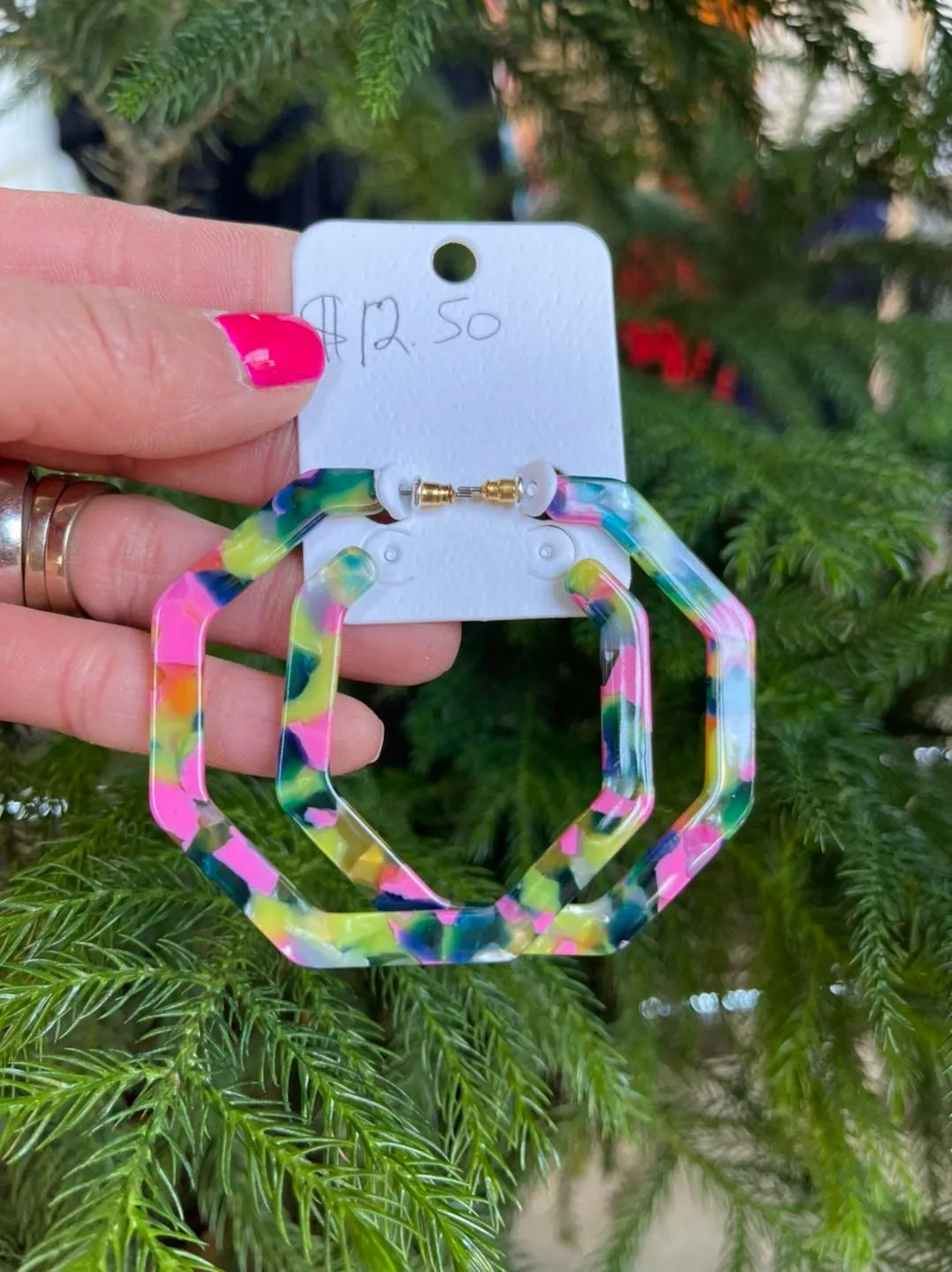 Octagon Hoop Earrings Lightweight