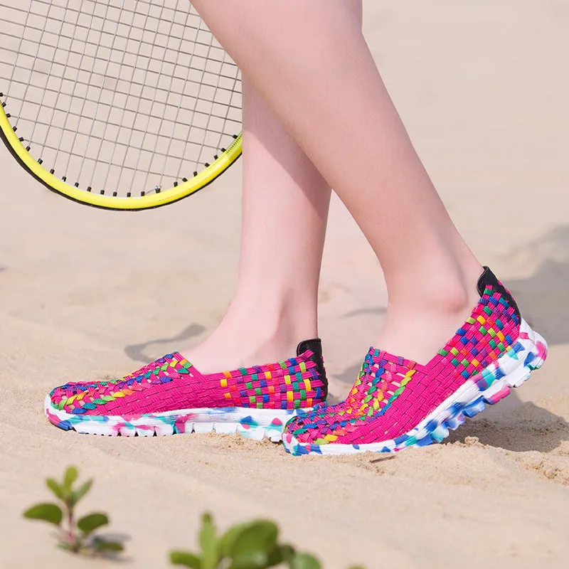 Owlkay Fantasy Color Mesh Hand Woven Shoes
