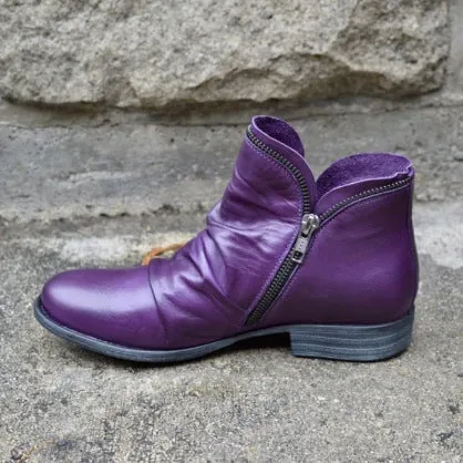 Owlkay Winter Round-toe Chunky Heel Short Boots