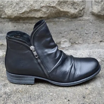 Owlkay Winter Round-toe Chunky Heel Short Boots