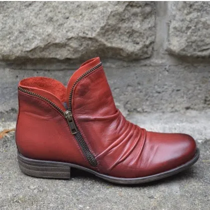 Owlkay Winter Round-toe Chunky Heel Short Boots