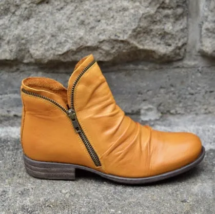 Owlkay Winter Round-toe Chunky Heel Short Boots
