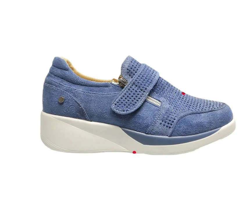Owlkay Women's  Round-toe Rhinestone Velcro Casual Shoes